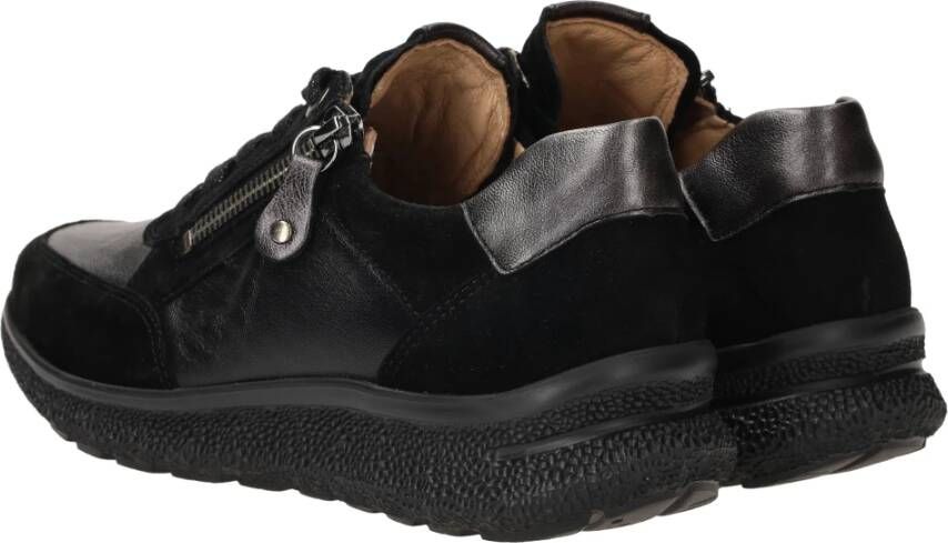 Hartjes Zwarte leren sneaker voor dames Black Dames