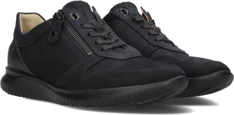 Hartjes Zwarte Nubuck Rits Sneakers Black Dames