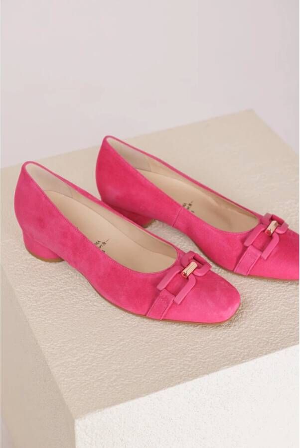 HASSIA Fuchsia Pumps met Vierkante Neus en Gesp Detail Pink Dames