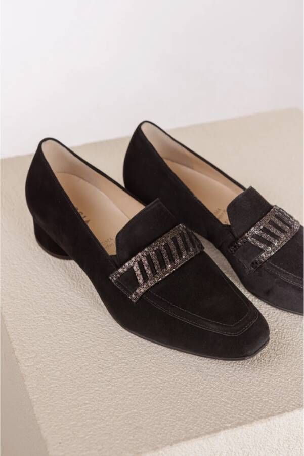 HASSIA Metallic Loafer met Antraciet Detail Black Dames