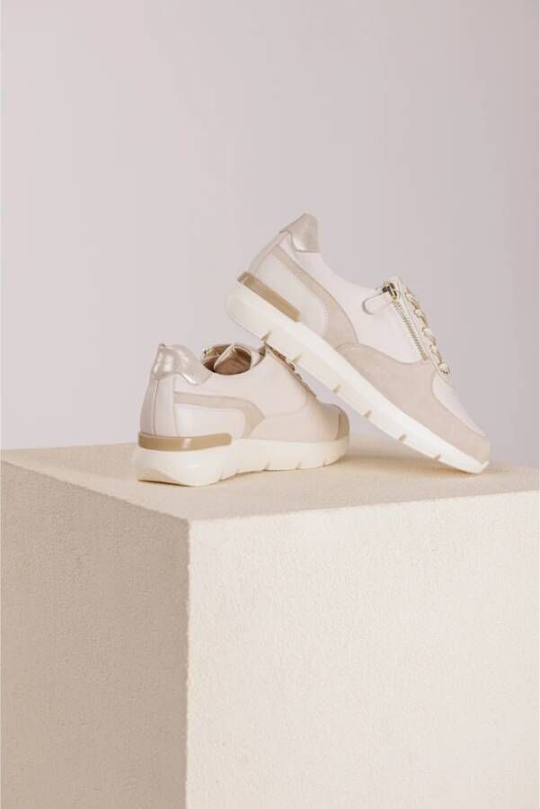 HASSIA Offwhite Sand Sneaker met Lurex Details Beige Dames