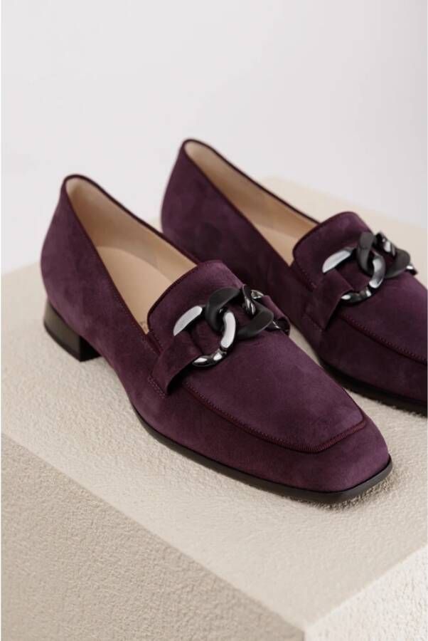 HASSIA Paarse Suède Loafers met Kettingdetail Purple Dames