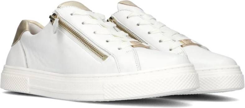 HASSIA Witte Leren Sneakers met Metallic Accenten White Dames