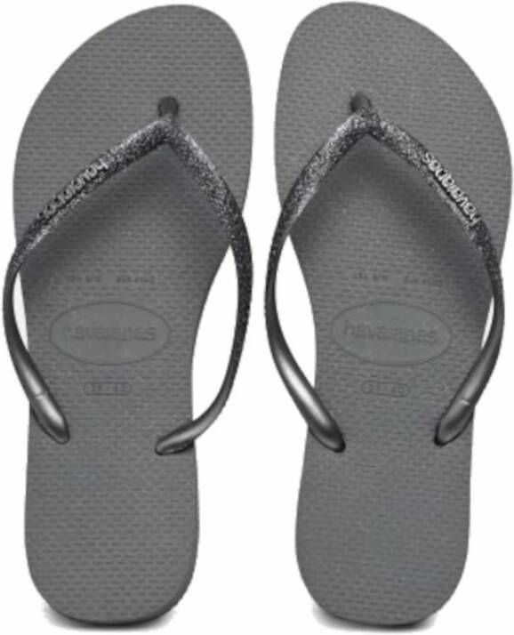 Havaianas Glitter Slim Flip Flops Gray Dames