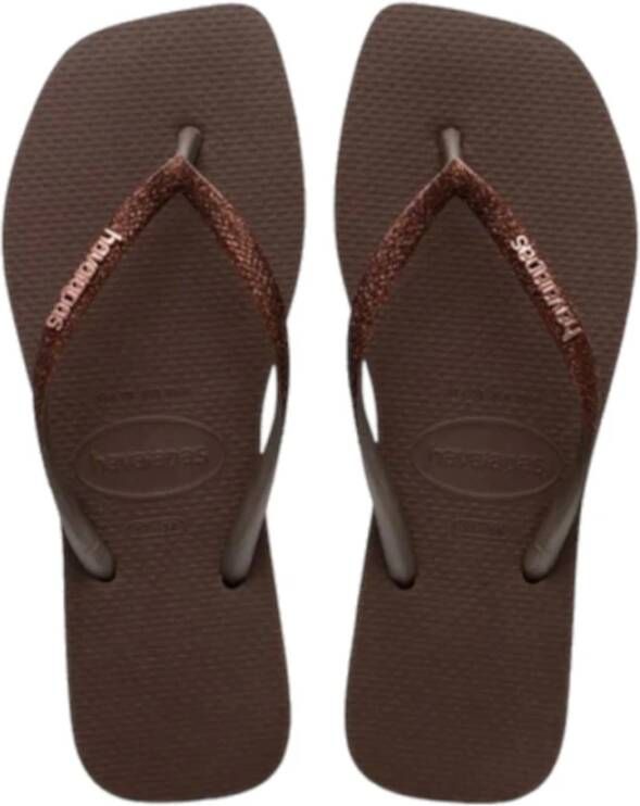 Havaianas Glitter Square Flip Flops Brown Dames