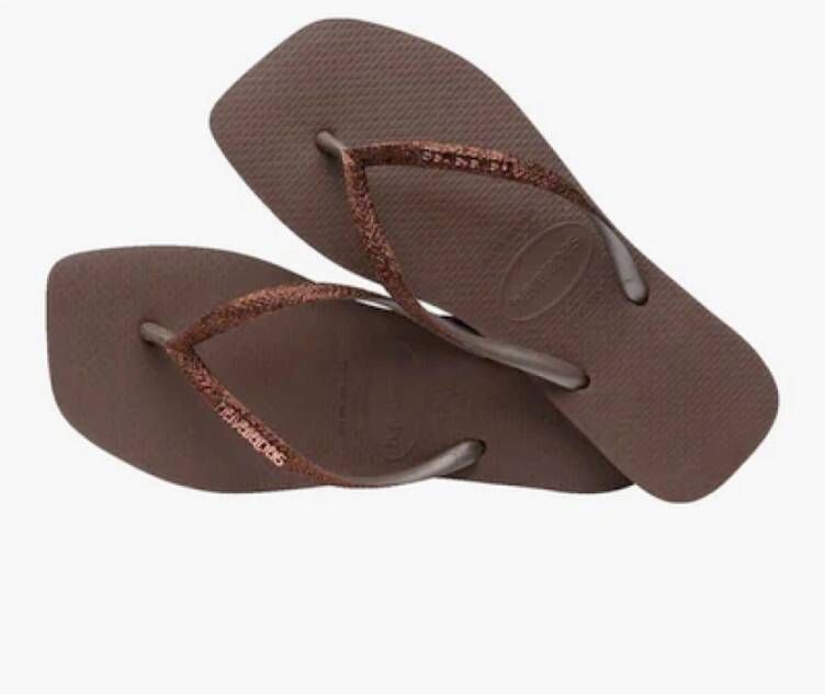 Havaianas Glitter Square Flip Flops Brown Dames