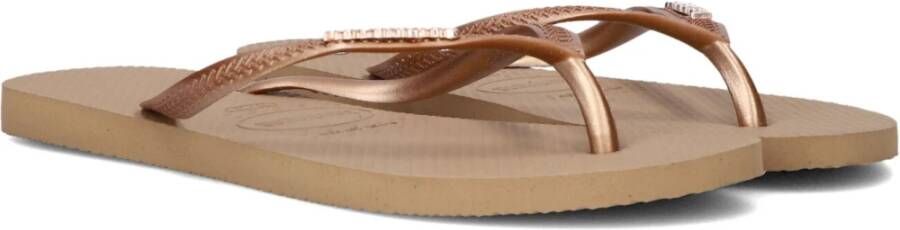 Havaianas Metallic Logo Slim Dames Slippers Brown Dames