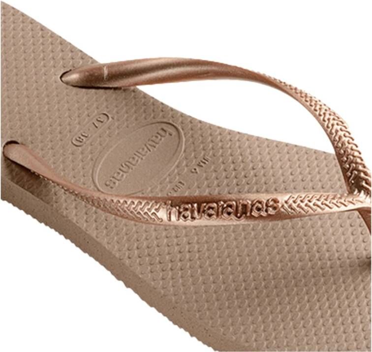 Havaianas Metallic Square Logo Flip Flops Pink Dames