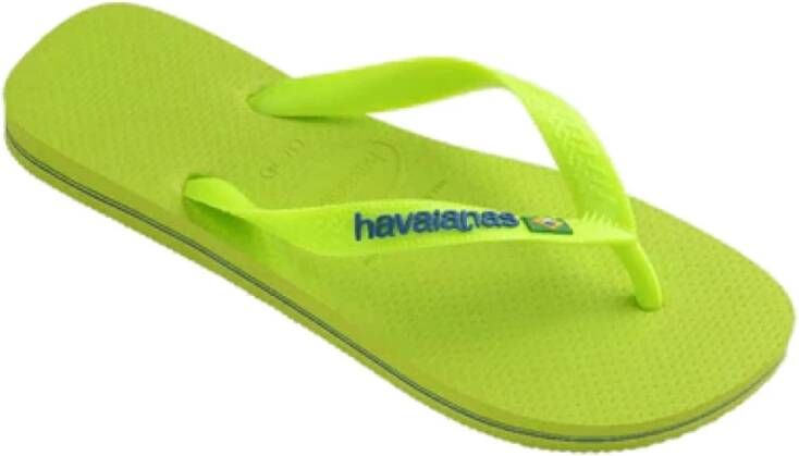 Havaianas Neon Logo Flip Flops Green Dames