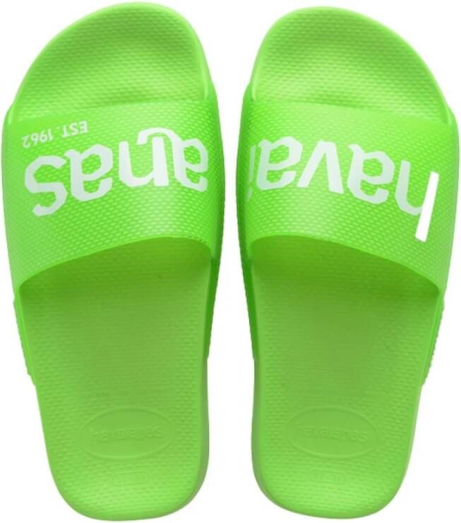 Havaianas Neon Logo Slide Sandalen Green Dames