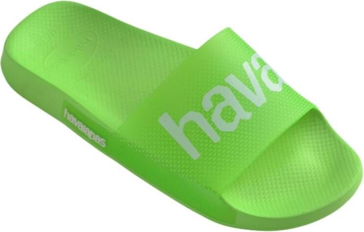 Havaianas Neon Logo Slide Sandalen Green Dames