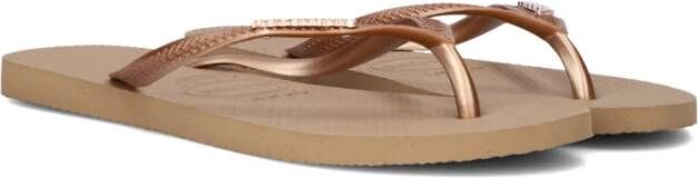 Havaianas Slim Logo Metallic Dames Slippers Brown Dames