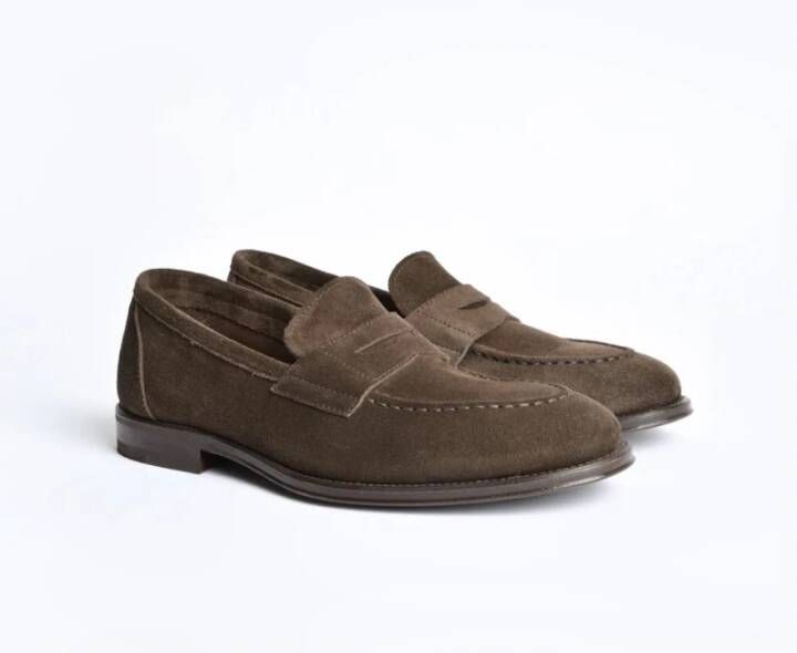 Henderson Baracco Fluwelen Loafer met leren zool Brown Heren