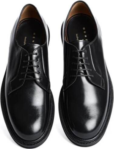 Henderson Baracco Handgemaakte leren Derby schoenen met veters Black Heren