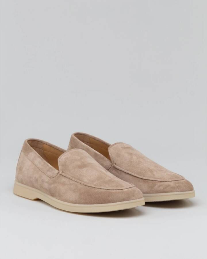 Henderson Baracco Klassieke Slip On Suède Mocassin Beige Heren