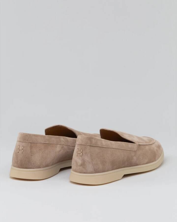 Henderson Baracco Klassieke Suède Slip On Mocassin Beige Heren