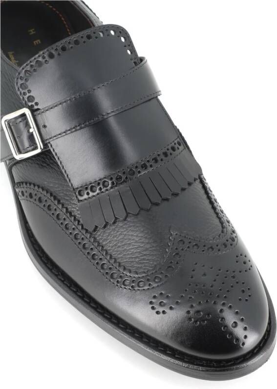 Henderson Zwarte leren schoenen met franjes Black Heren