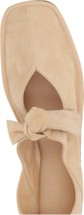 Hereu Beige Suède Ballerina Flats met Strik Beige Dames