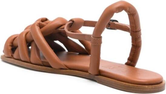 Hereu Bruin Leren Platte Sandalen Brown Dames