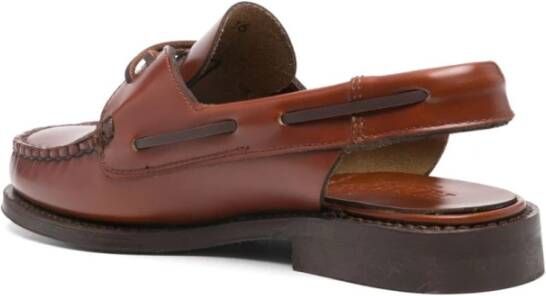 Hereu Bruin Leren Platte Schoenen Veters Brown Dames