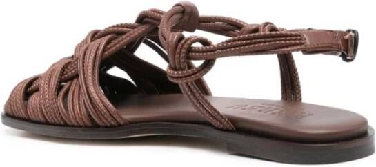 Hereu Bruine Geweven Leren Sandalen met Gesp Brown Dames