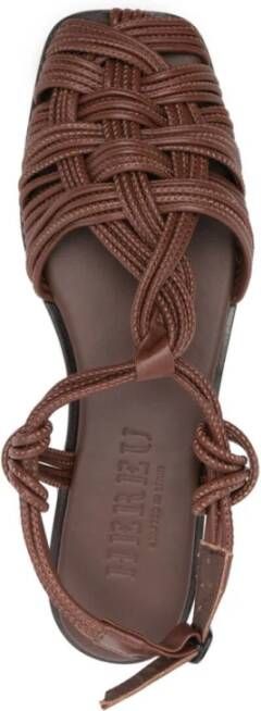 Hereu Bruine Geweven Leren Sandalen met Gesp Brown Dames