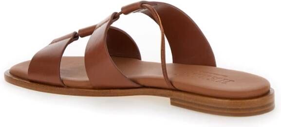 Hereu Bruine Leren Sandalen Open Teen Brown Dames