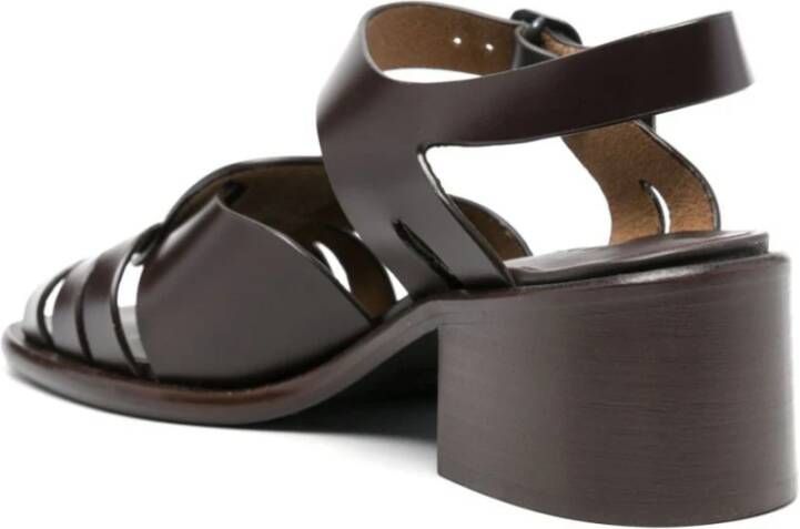 Hereu Open Teen Hak Visser Sandalen Brown Dames