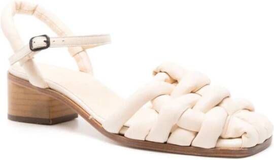 Hereu Vierkante Neus Hakken Visser Sandalen Beige Dames