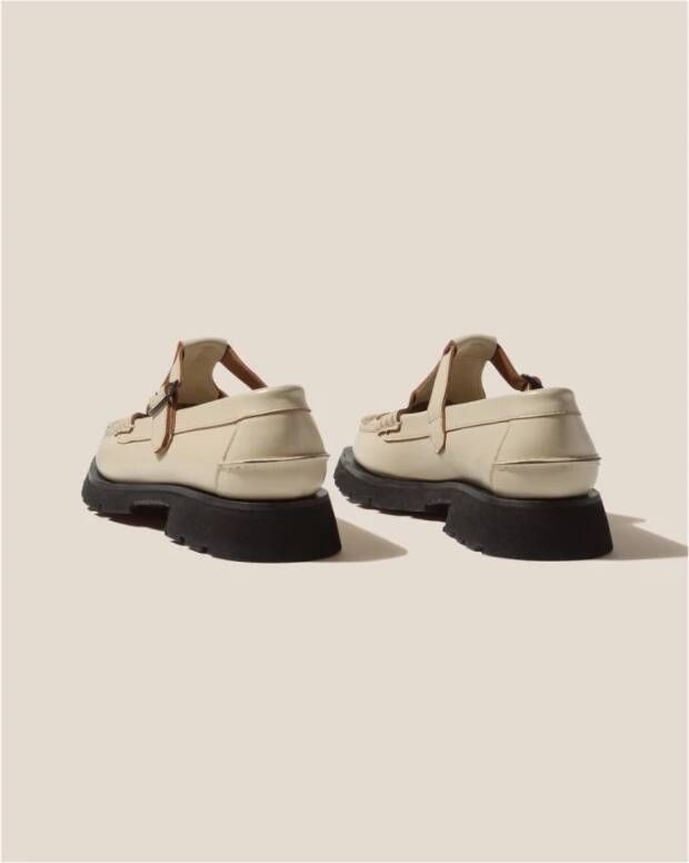 Hereu Witte leren sport loafers met gesp Beige Dames