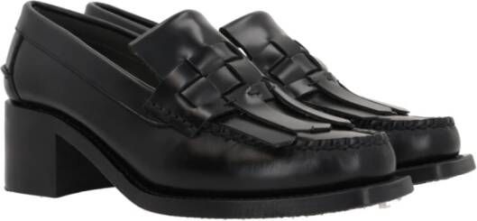 Hereu Zwarte geweven hak mocassin schoen Black Dames