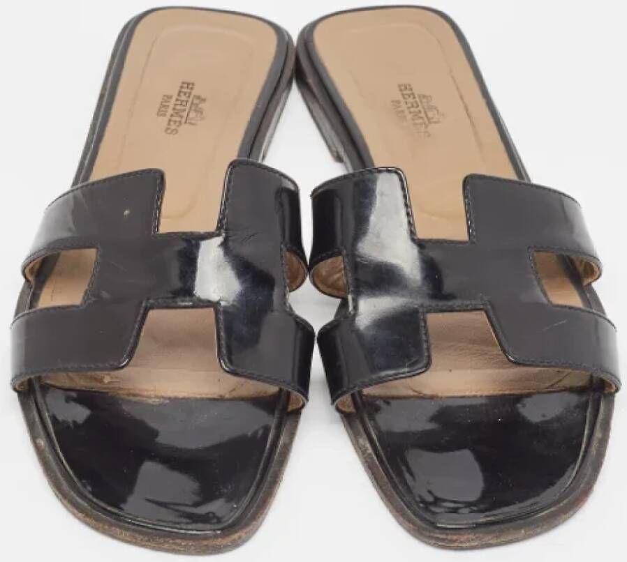 Hermès Vintage Pre-owned Leather flats Black Dames