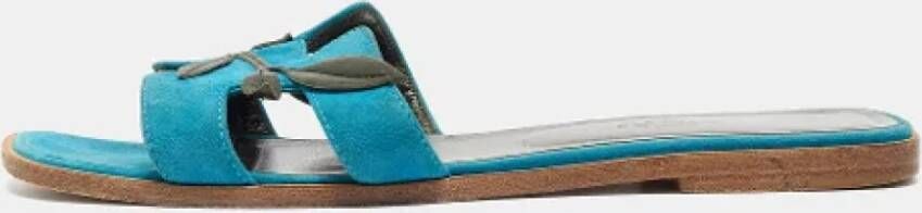 Hermès Vintage Pre-owned Leather flats Blue Dames