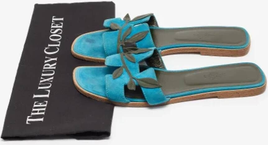 Hermès Vintage Pre-owned Leather flats Blue Dames