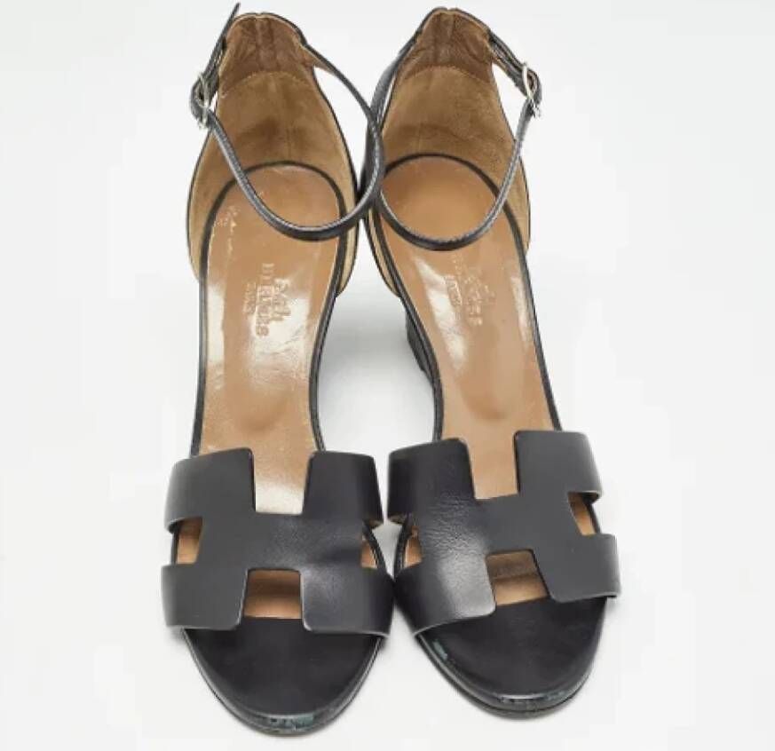 Hermès Vintage Pre-owned Leather sandals Black Dames