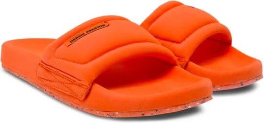 Heron Preston Oranje Logo Stoffen Slider Sandalen Orange Heren