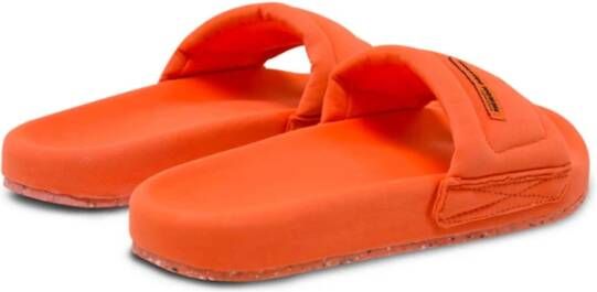 Heron Preston Oranje Logo Stoffen Slider Sandalen Orange Heren