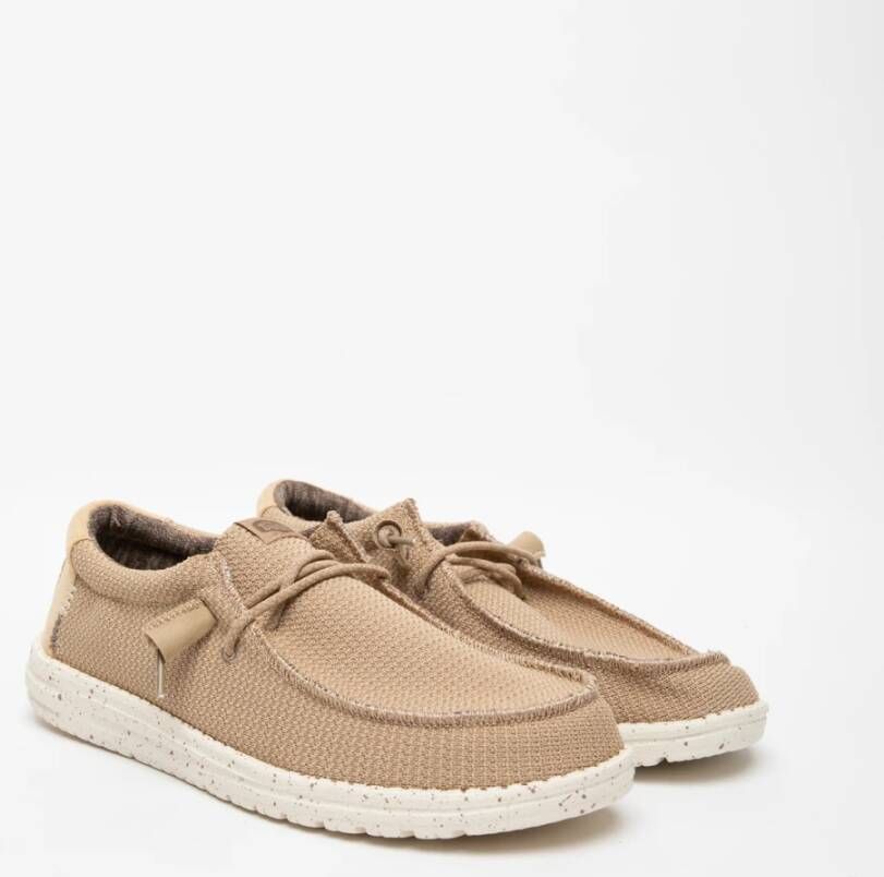 Hey Dude Beige Elastische Geweven Sneakers Beige Heren