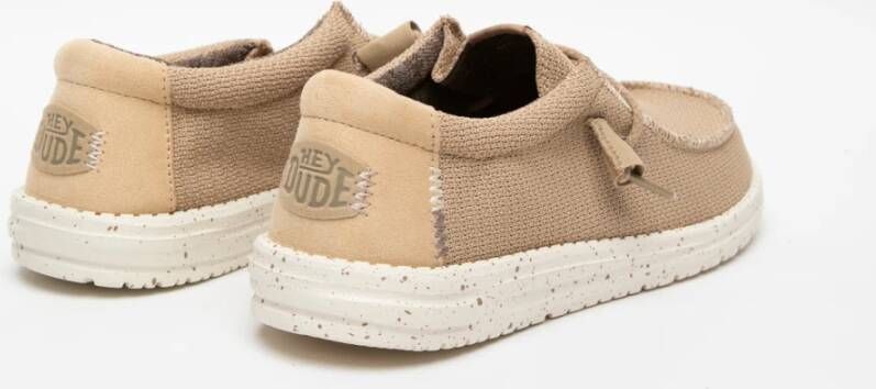 Hey Dude Beige Elastische Geweven Sneakers Beige Heren