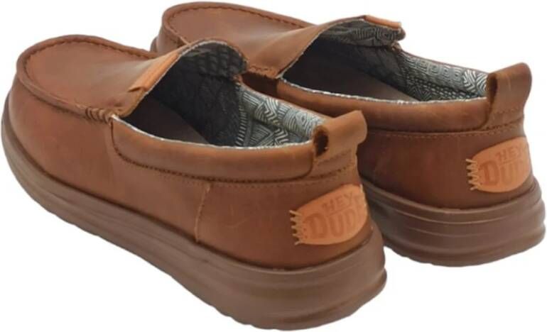 Hey Dude Flexibele Leren Mocassino voor Comfortabele Stappen Brown Heren