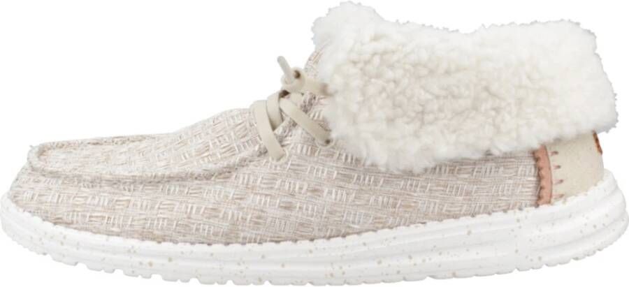 Hey Dude Fold Stitch Cozy Laced Shoes Beige Dames