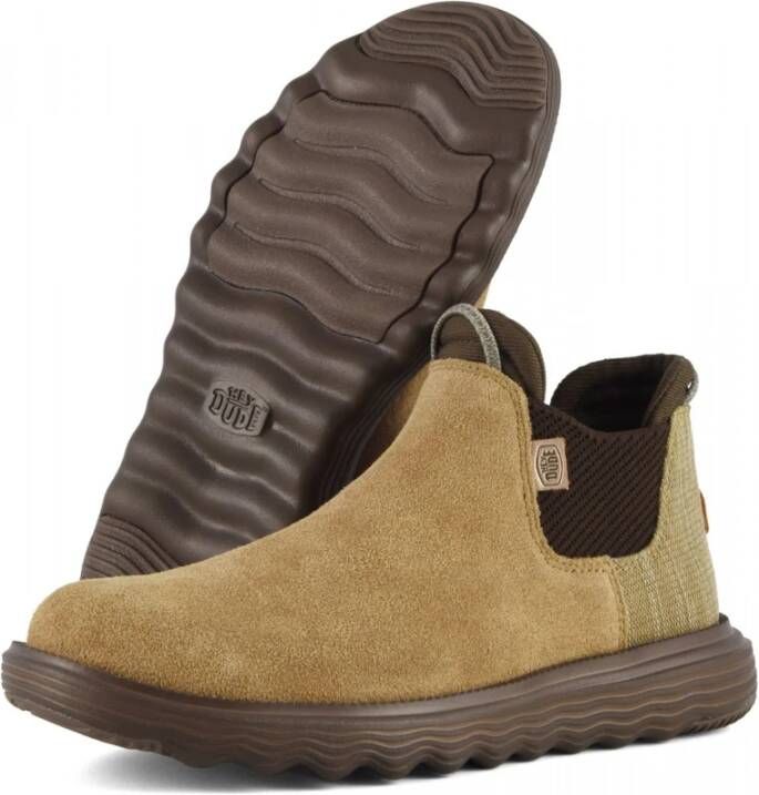 Hey Dude Suede Chelsea Boot Lichtgewicht Comfort Beige Dames