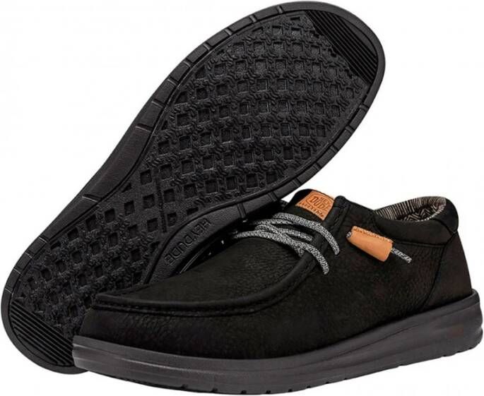 Hey Dude Zwarte Leren Grip Craft Schoenen Black Heren