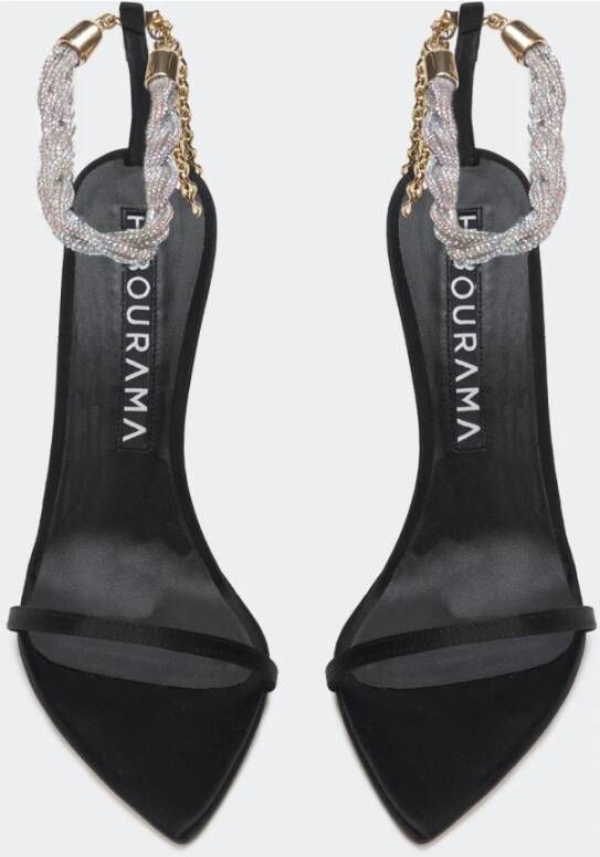 Hibourama Elegante en vrouwelijke satijnen sandalen Black Dames