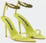 Hibourama Elegante satijnen sandalen met kristallen band Green Dames - Thumbnail 5