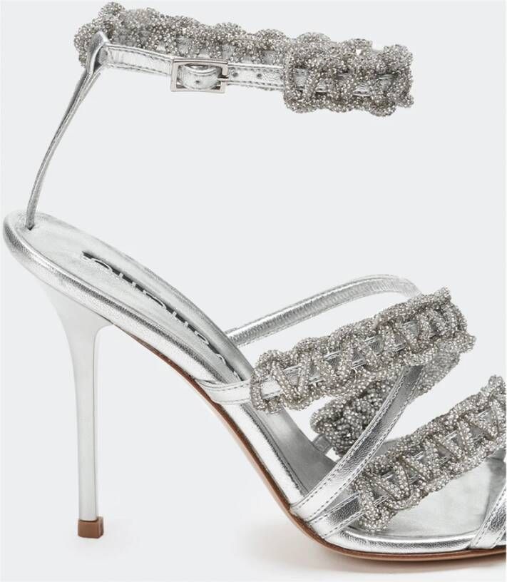 Hibourama Glamoureuze Olivia Metallic Leren Sandaal Gray Dames