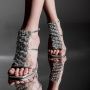 Hibourama Handgemaakte Kristallen Gladiator Sandalen Gray Dames - Thumbnail 2