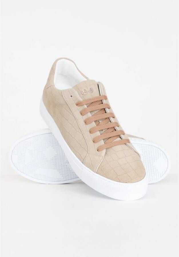 Hide&Jack Elegante Camel White Sole Sneakers Beige Heren