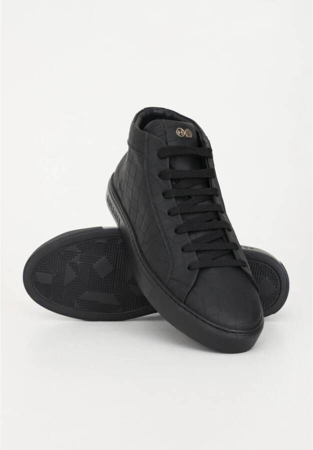 Hide&Jack Essence Leren Sneakers Hoge Profiel Black Heren