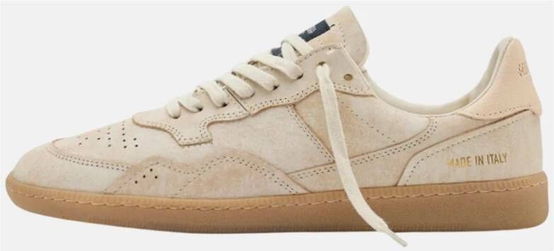 Hidnander Leren lage sneaker met rubberen zool Beige Heren